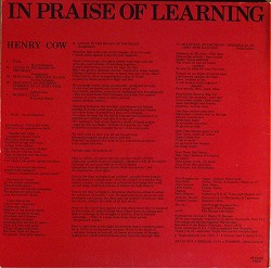 Henry Cow ヘンリー カウ In Praise Of Learning Vinyl レコード プログレ-